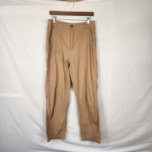 Mollusk California 100% Cotton Tan Straight Leg Stretch Waist Pants Womens Large